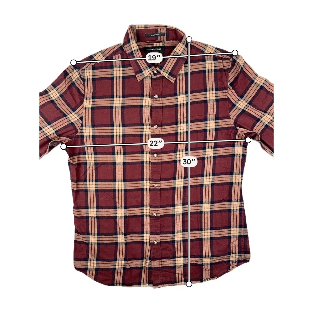Banana Republic Shirt Shirt Plaid Untucked Fit Mens Large Long Sleeve Button Up